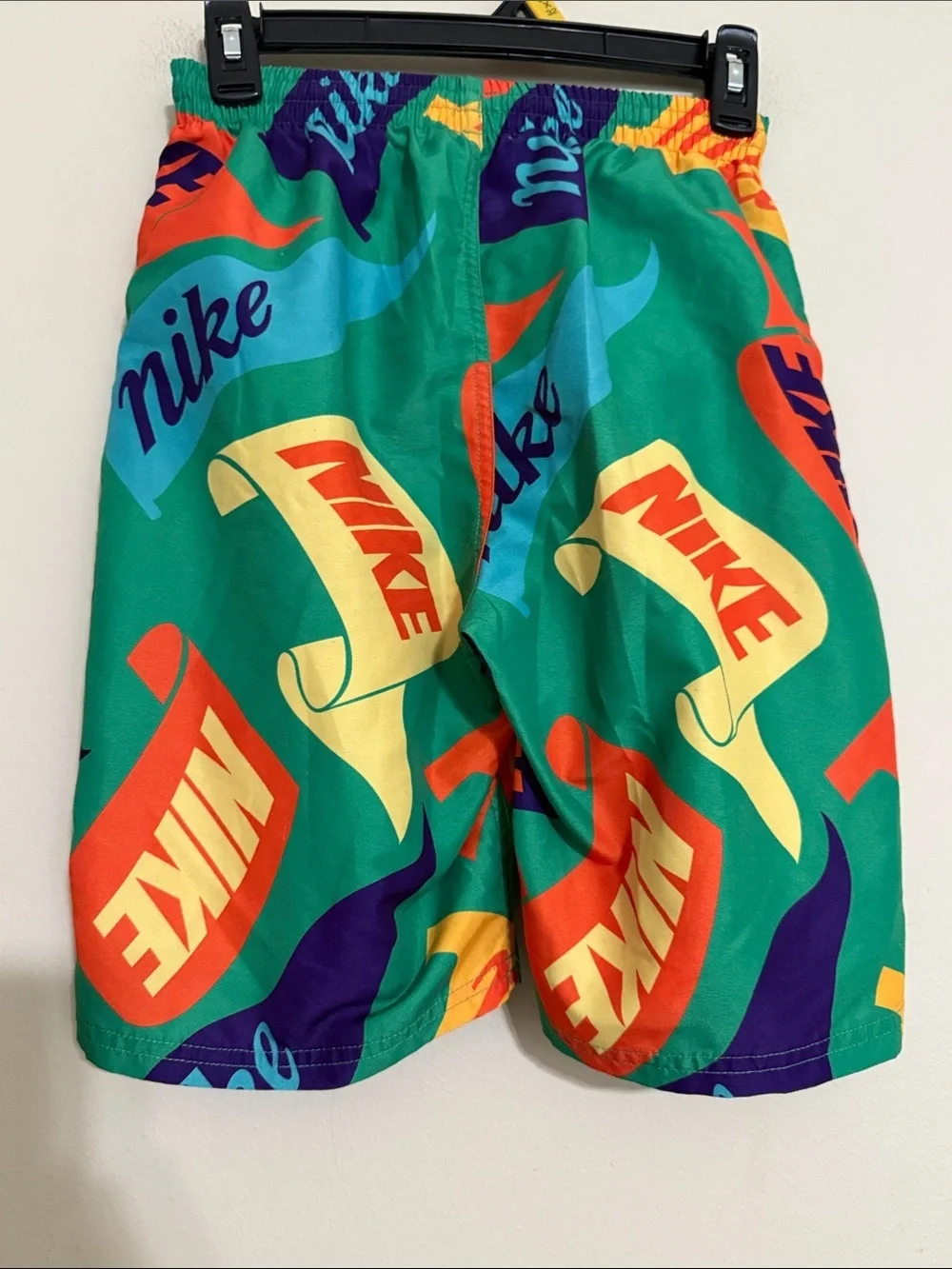 Nike Green Multicolor Logo Swim/Workout Shorts kids XL beach vacation resort Y2K